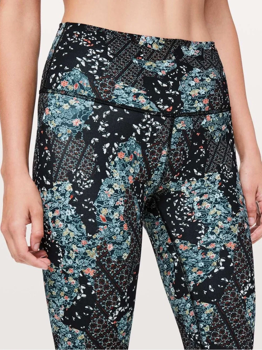 Lululemon Wunder Under Hi-Rise 7/8 Floral Patchwork Leggings Womens 8